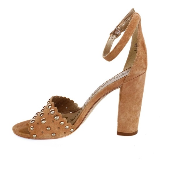 SAM EDELMAN Yaria Suede studded block heel open toe Sandals Womens size 6.5 - Picture 3 of 16